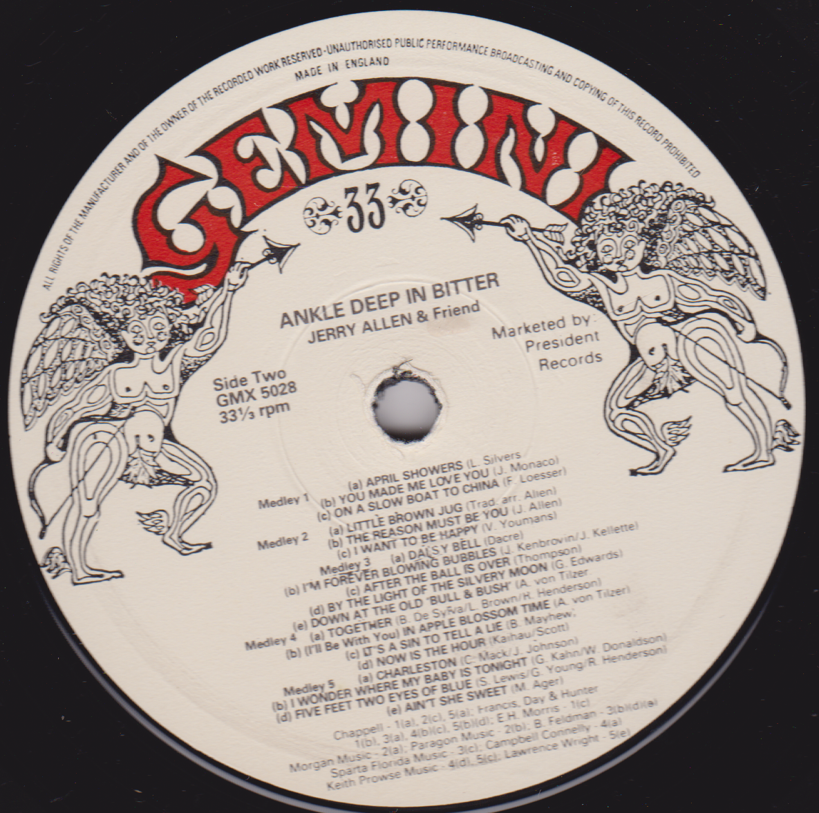Jerry Allen – Ankle Deep In Bitter (Gemini 1968) 12" vinyl LP VG/VG