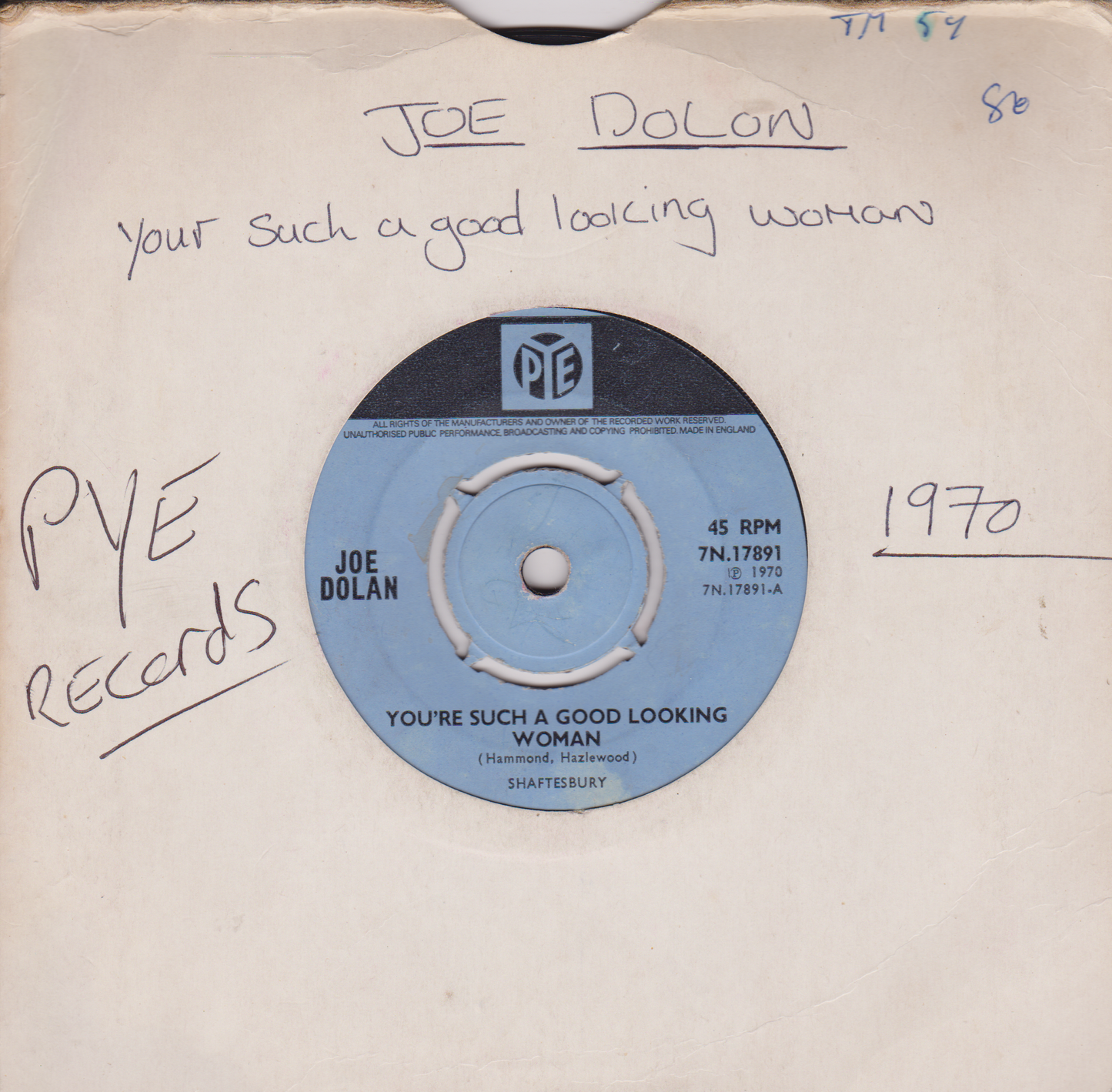 Joe Dolan – You're Such A Good Looking Woman (Pye 1970) 7" vinyl single G+/-