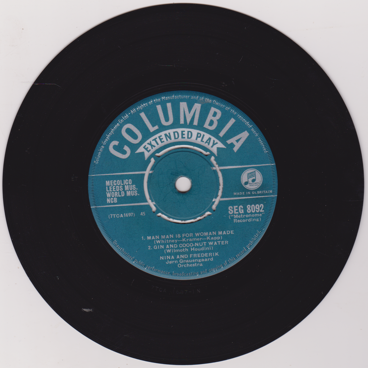 Nina & Frederik – Man Man Is For Woman Made (Columbia, 1961) 7" vinyl EP G+/VG