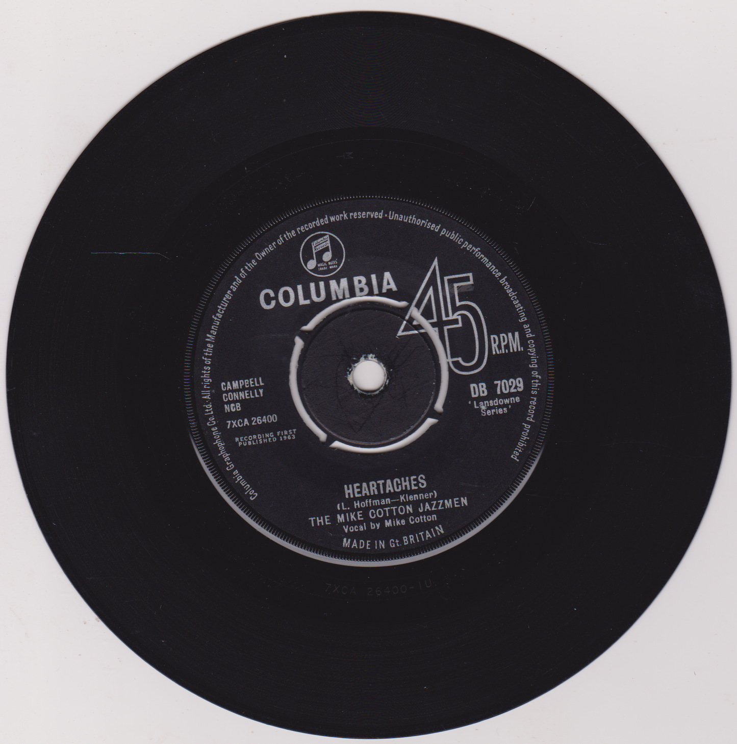 The Mike Cotton Jazzmen – Swing That Hammer (Columbia 1963) 7" vinyl single VG/VG