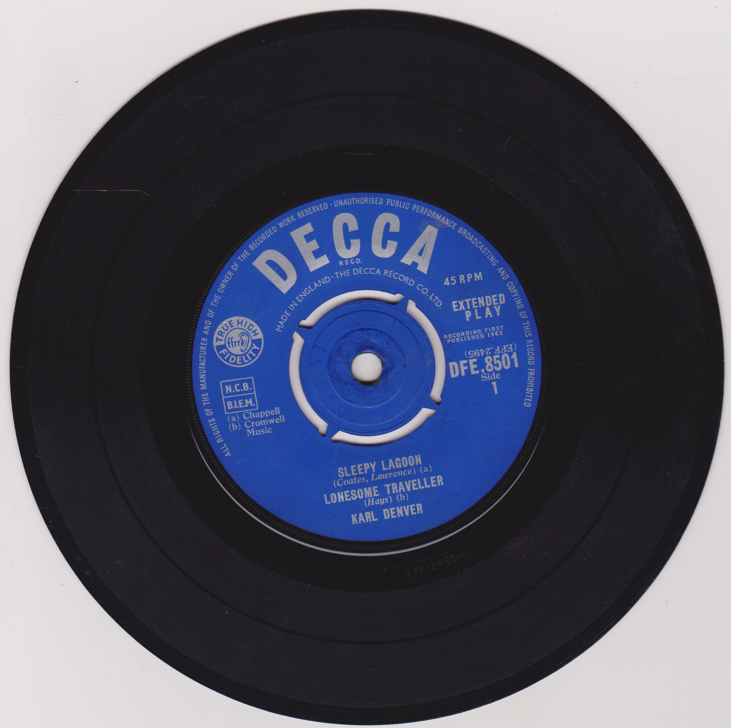 Karl Denver – By A Sleepy Lagoon (Decca 1962) 7" vinyl EP VG/G+