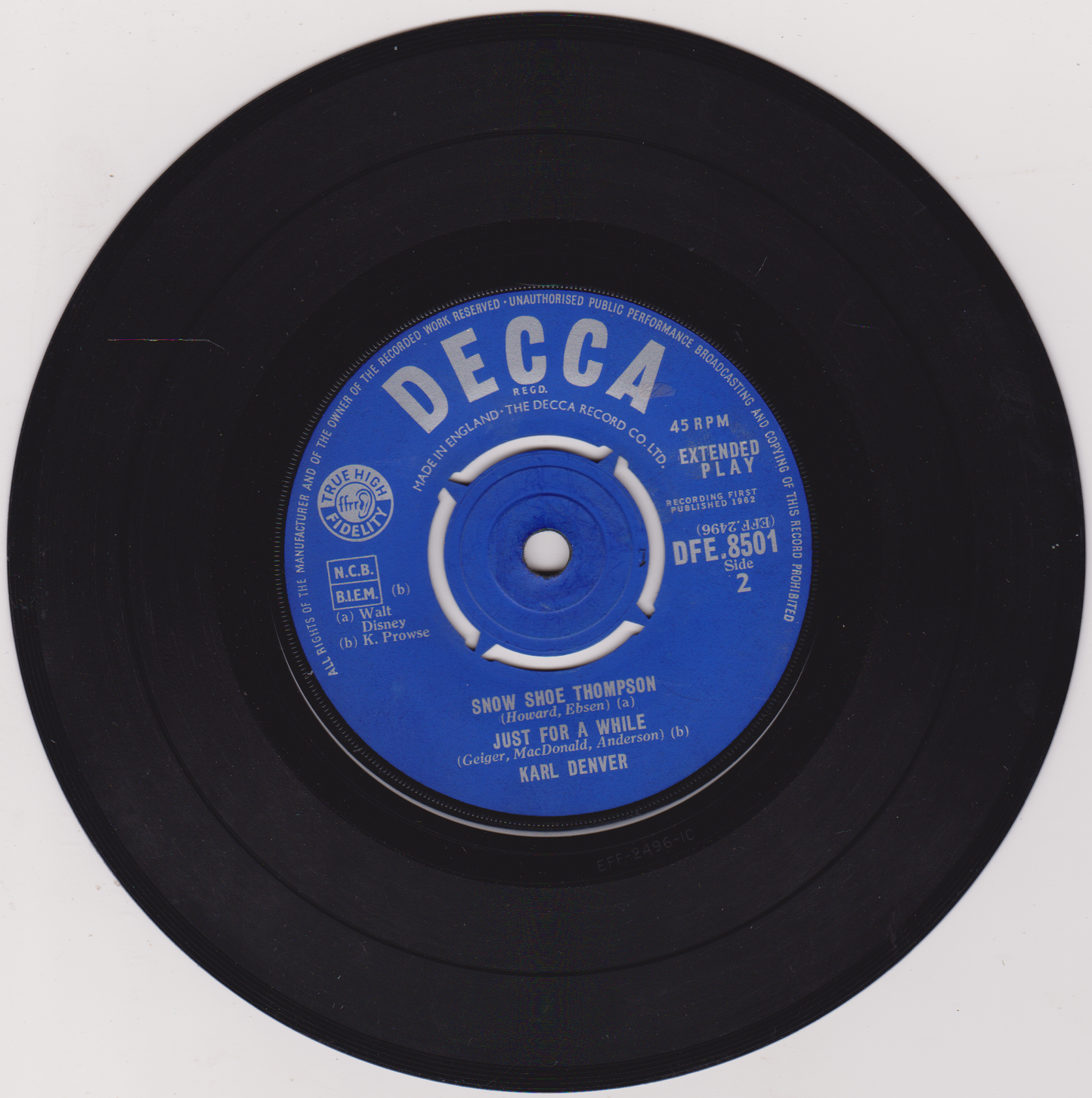 Karl Denver – By A Sleepy Lagoon (Decca 1962) 7" vinyl EP VG/G+