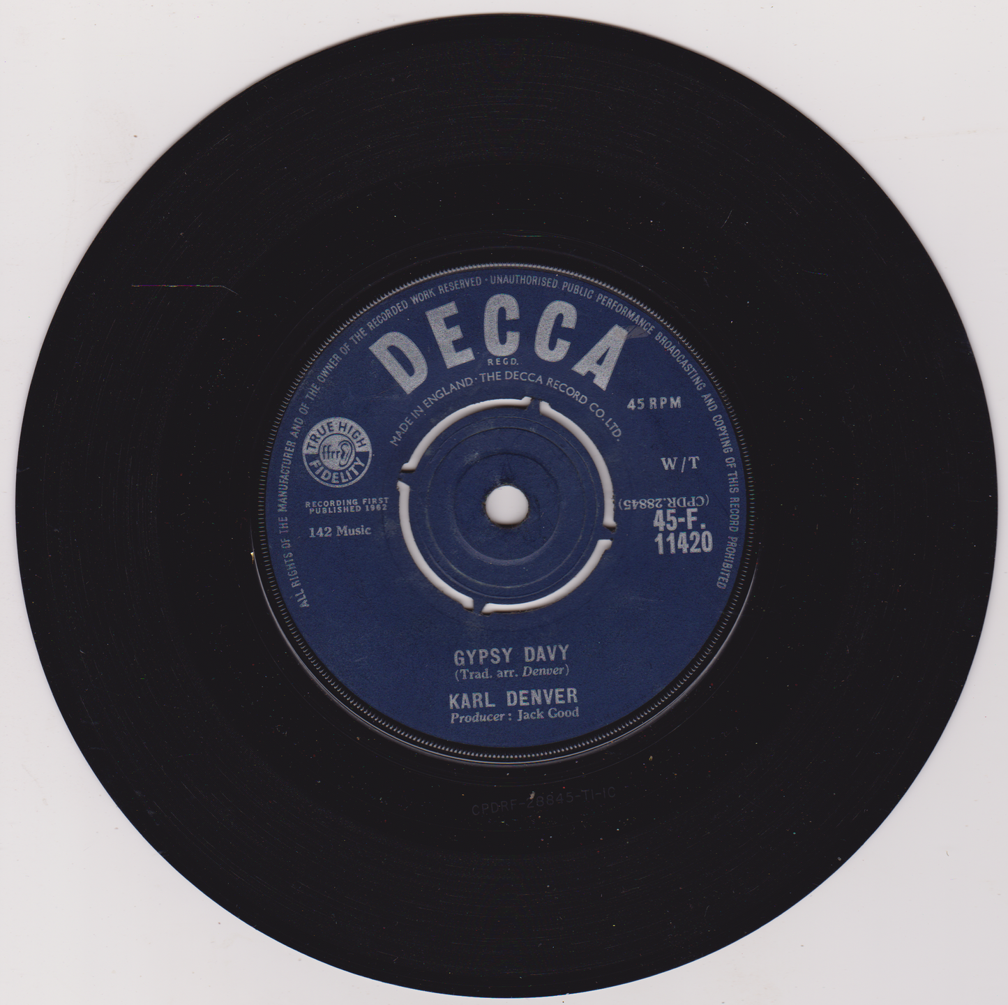 Karl Denver – Wimoweh (Decca 1962) 7" vinyl single VG/VG