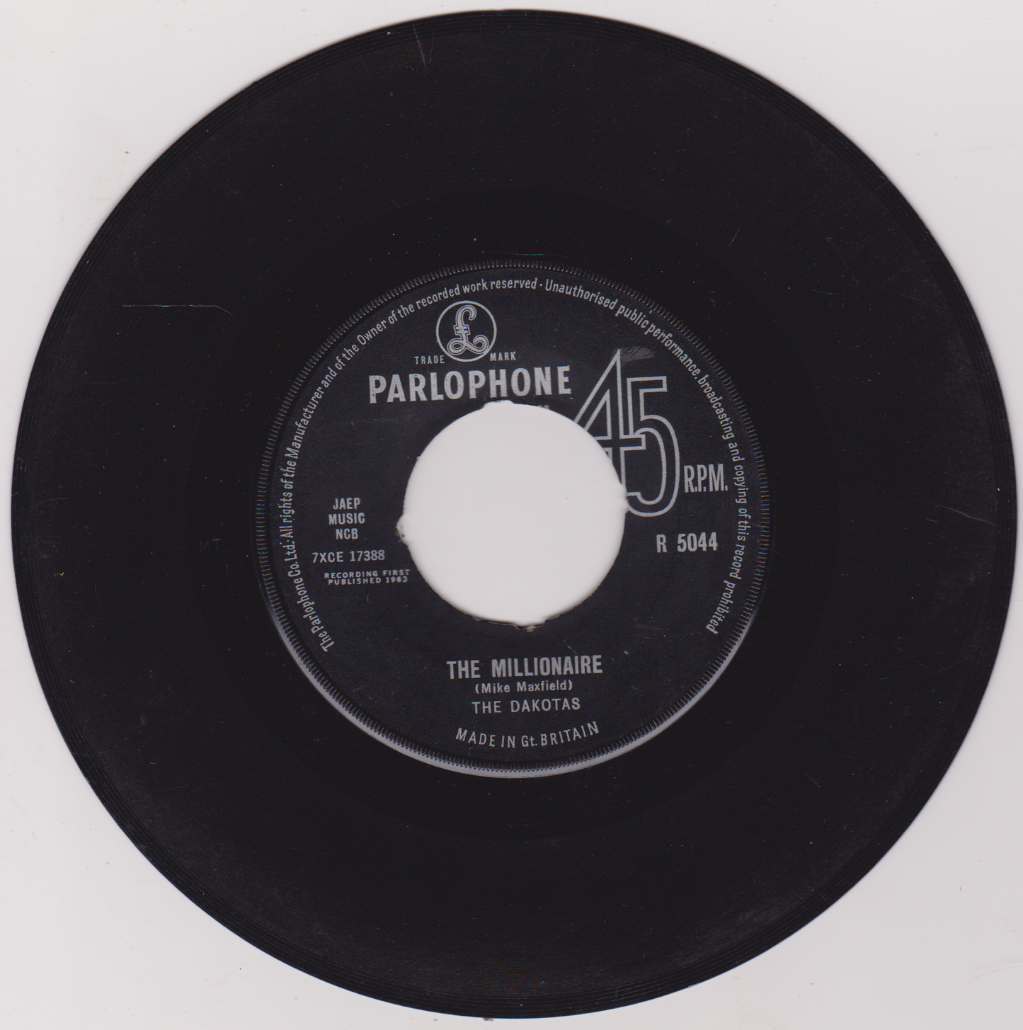 The Dakotas – The Cruel Sea (Parlophone 1963) 7" vinyl single G+/-