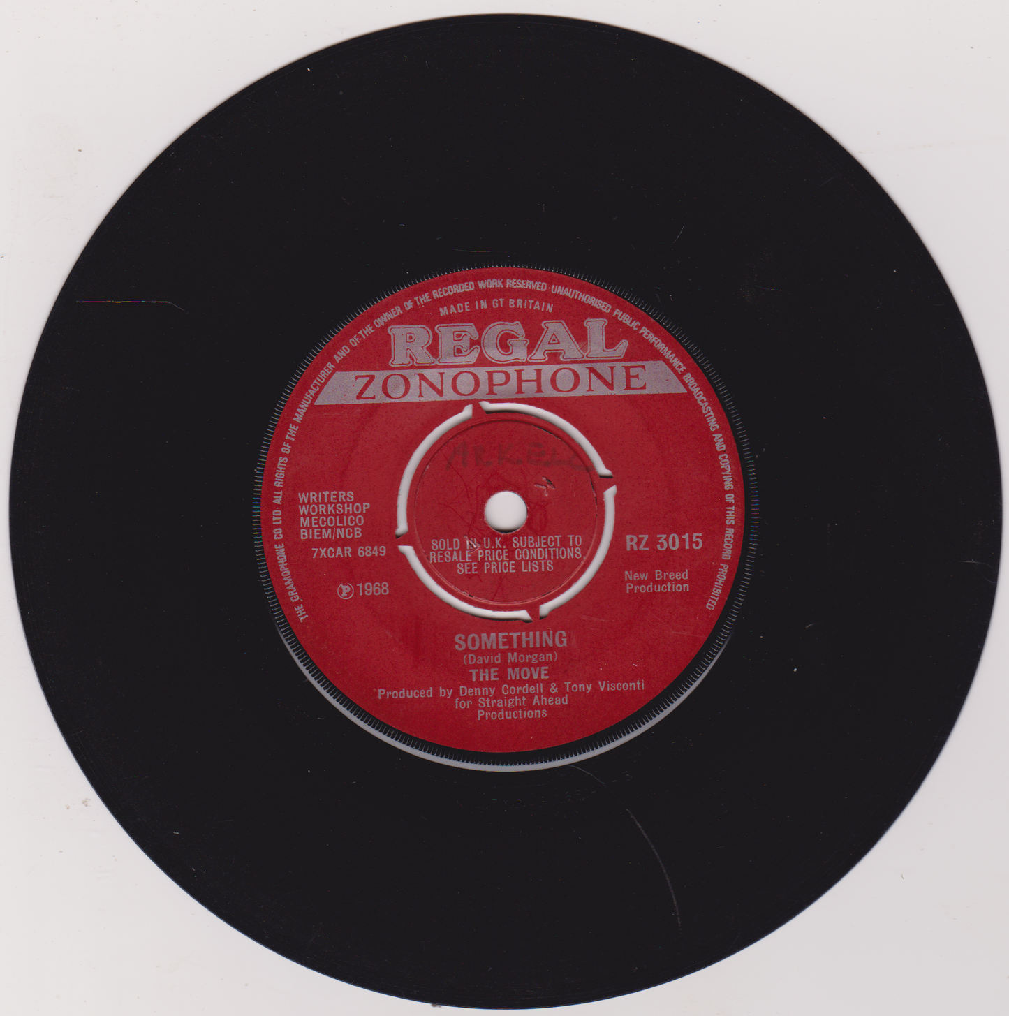 The Move – Blackberry Way (Regal Zonophone 1968) 7" vinyl single G+/-