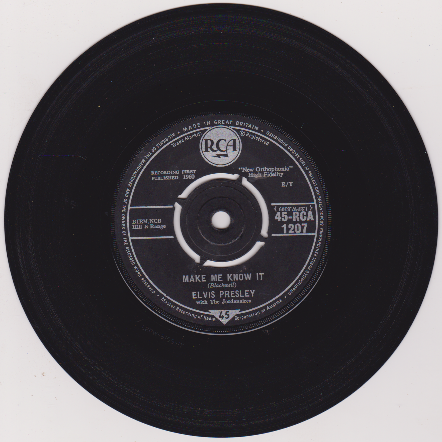 Elvis Presley With The Jordanaires – It's Now Or Never (O Sole Mio) (RCA 1960) 7" vinyl single G+/G