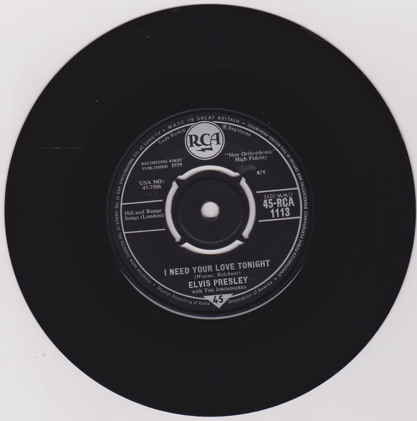 Elvis Presley - A Fool Such As I (RCA 1960) 7" vinyl single VG/VG