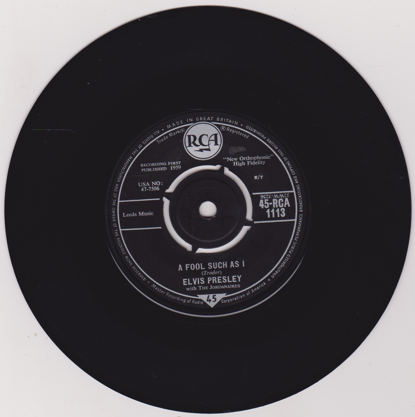 Elvis Presley - A Fool Such As I (RCA 1960) 7" vinyl single VG/VG