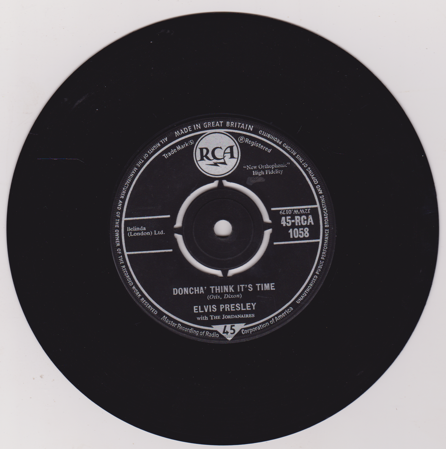Elvis Presley With The Jordanaires – Wear My Ring Around Your Neck (RCA 1968) 7" vinyl single G+/G