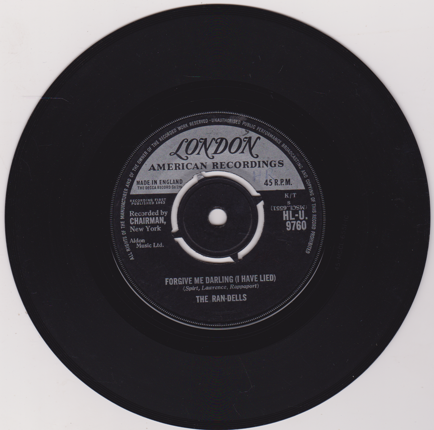 The Ran-Dells – Martian Hop (London 1963) 7" vinyl single G+/-