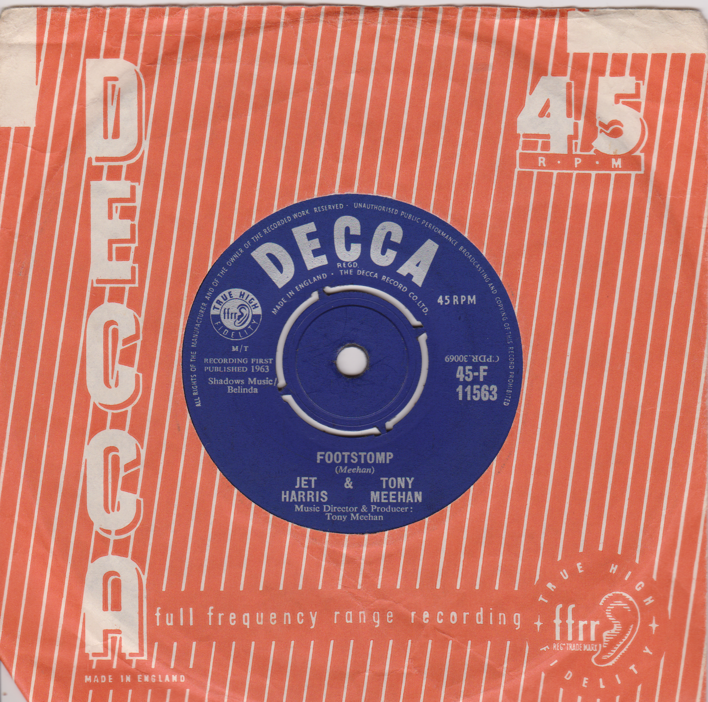 Decca record label on a red background