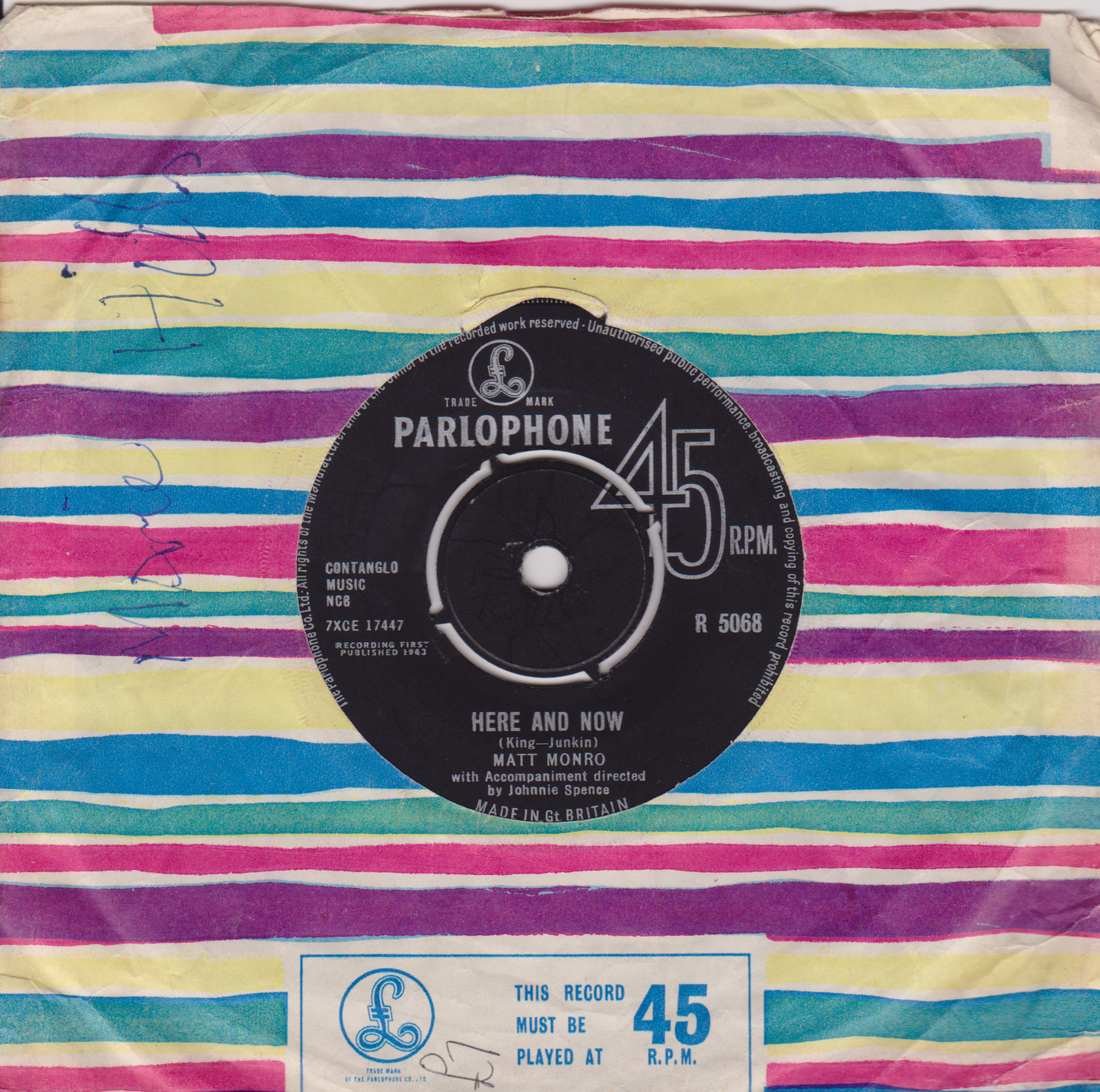Matt Monro – From Russia With Love (Parlophone 1963) 7" vinyl single VG/VG