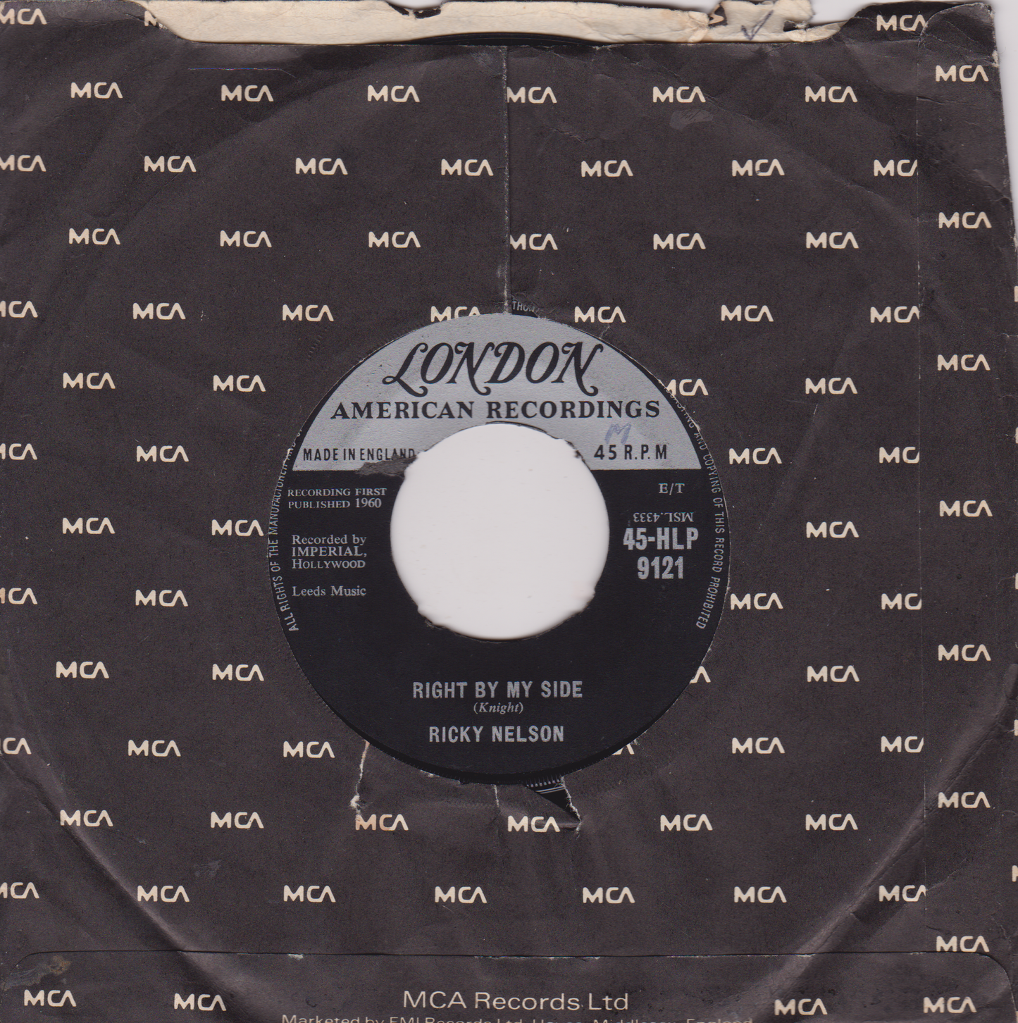 Ricky Nelson – Young Emotions (London 1960) 7" vinyl single G+/- jukebox