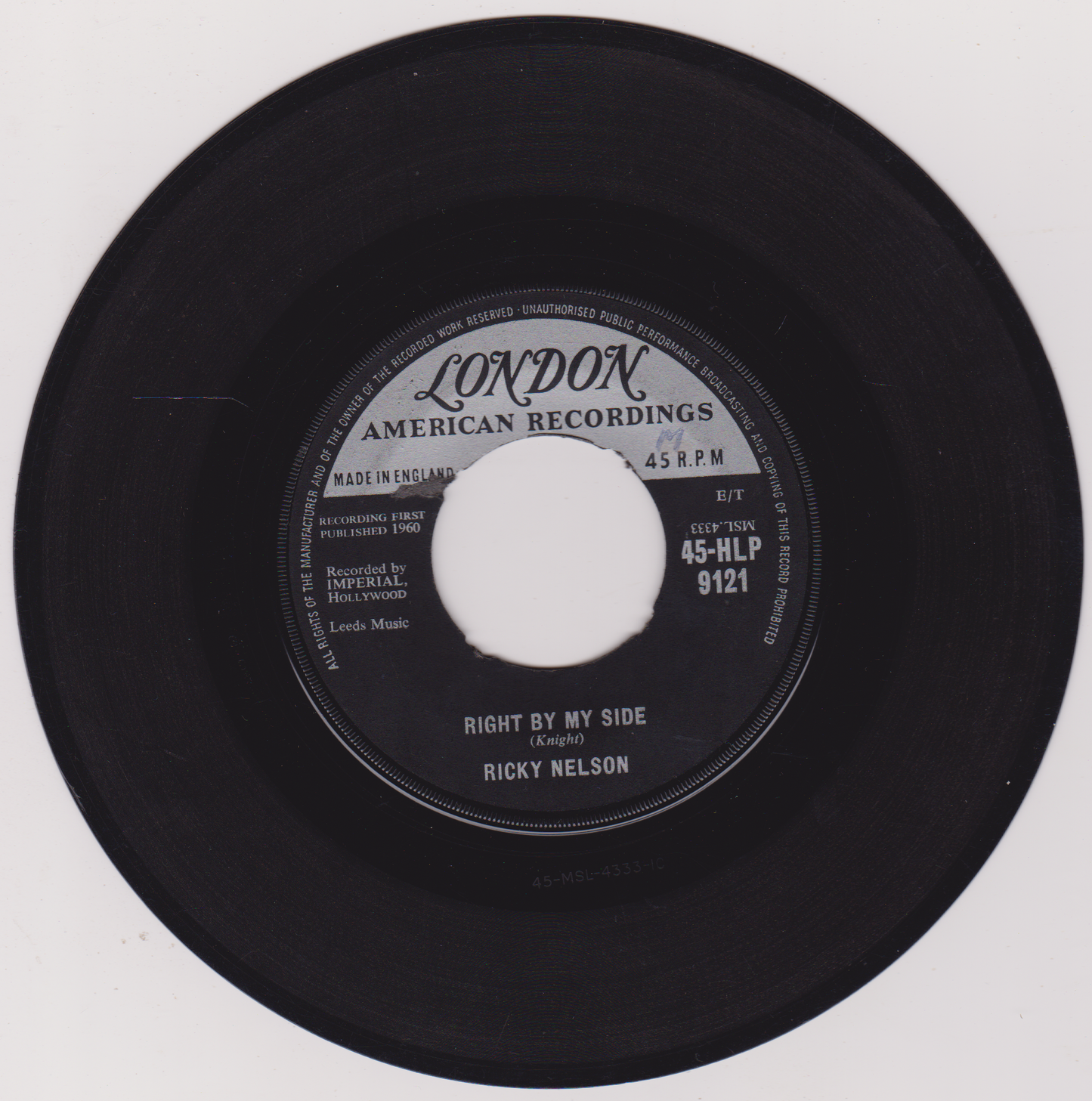 Ricky Nelson – Young Emotions (London 1960) 7" vinyl single G+/- jukebox