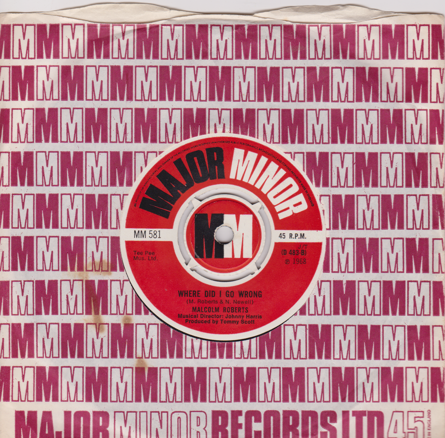 Malcolm Roberts – May I Have The Next Dream With You (Major Minor, 1968) 7" vinyl single VG/VG