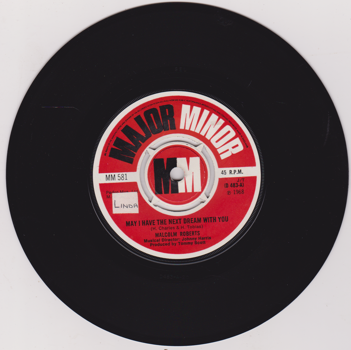 Malcolm Roberts – May I Have The Next Dream With You (Major Minor, 1968) 7" vinyl single VG/VG