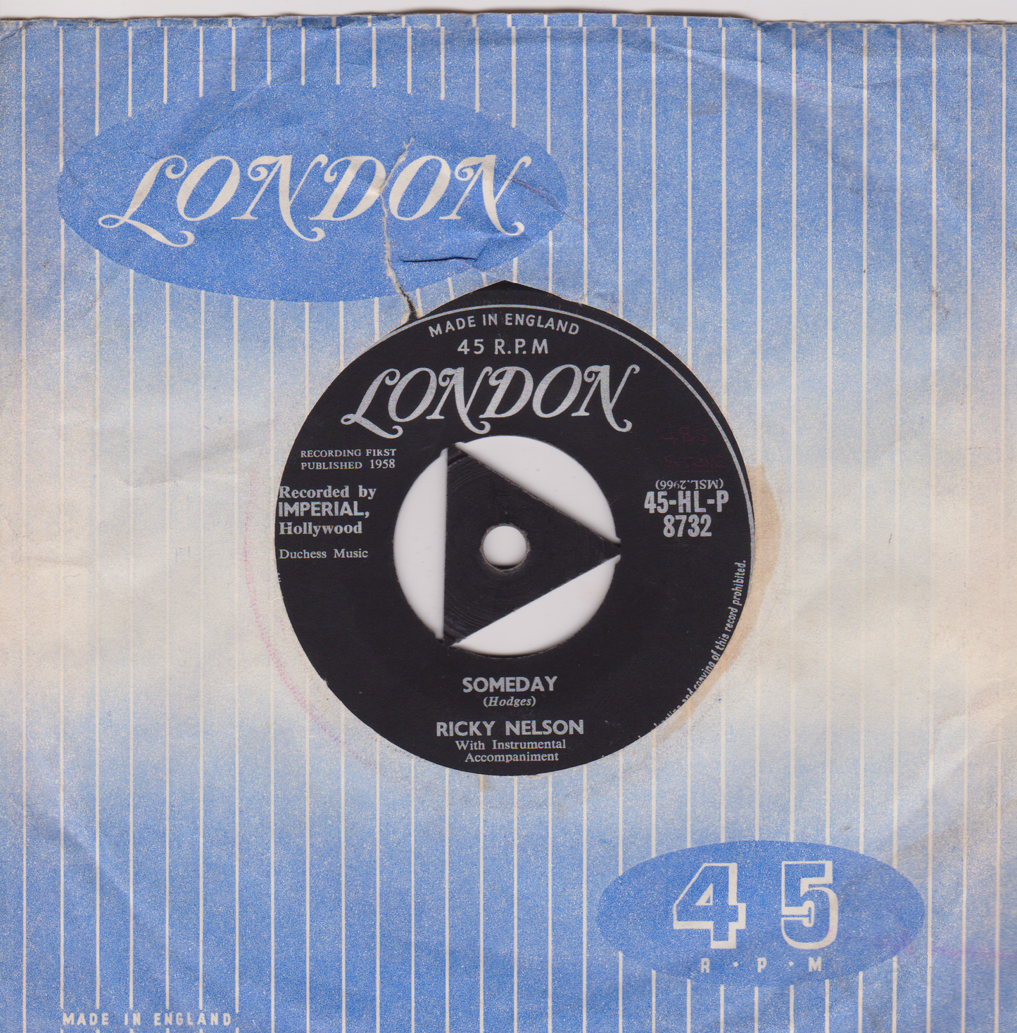 Ricky Nelson – I Got A Feeling (London 1958) 7" vinyl single VG/VG