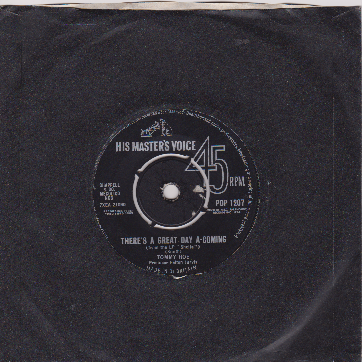 Tommy Roe – Everybody (HMV 1963) 7" vinyl single VG/-