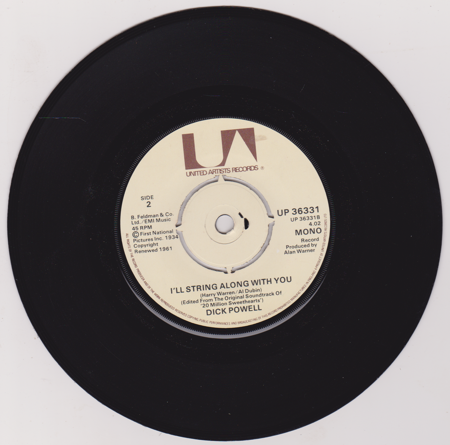Dooley Wilson - As Time Goes By (UA 1977) 7" vinyl single VG/-