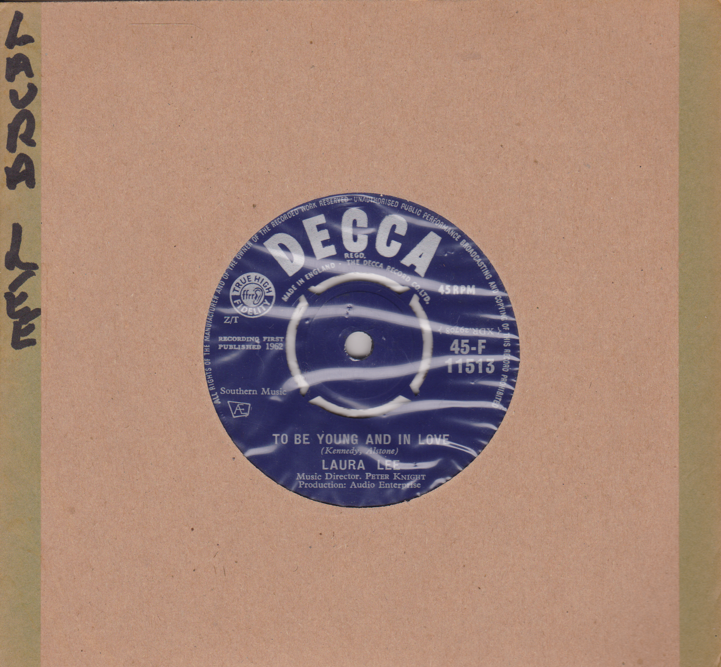 Laura Lee – To Be Young And In Love (Decca 1962) 7" vinyl single VG/-