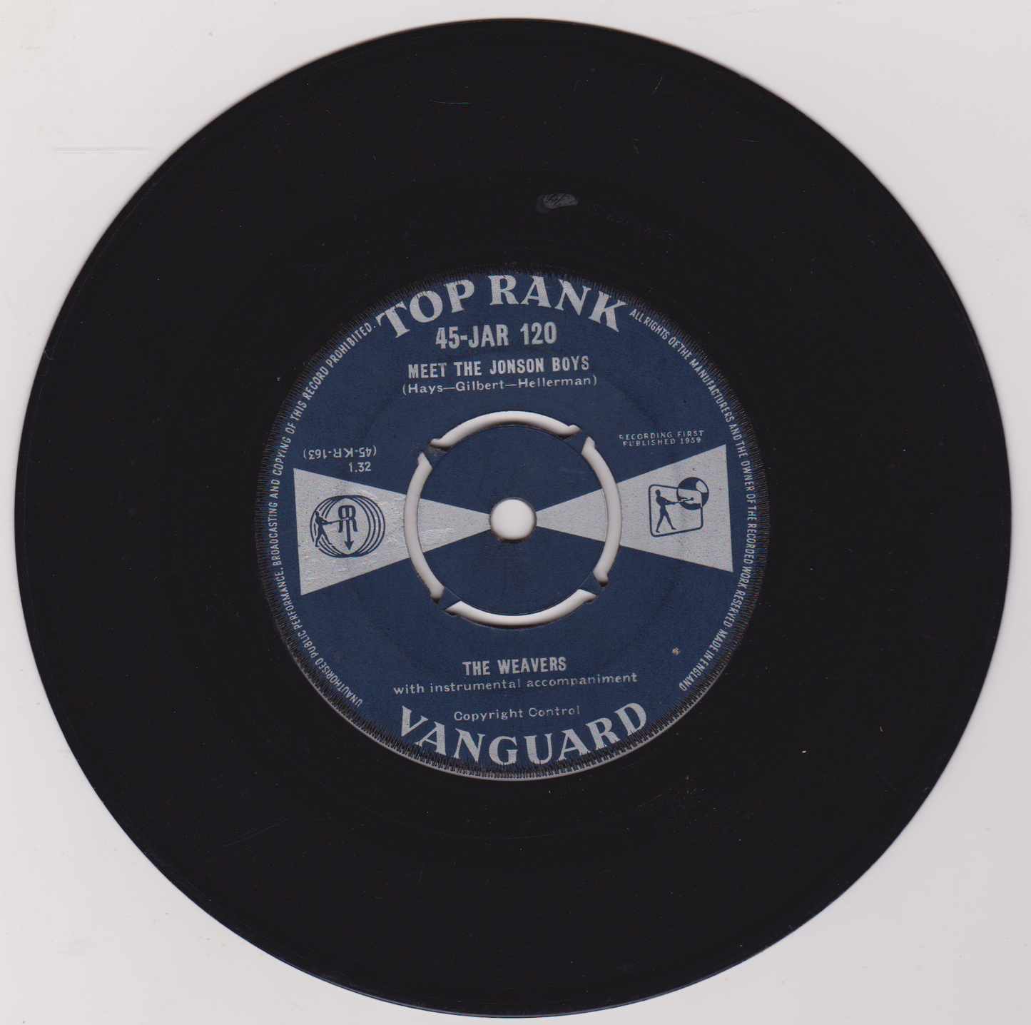 The Weavers – Wild Goose Grasses (Top Rank 1959) 7" vinyl single G+/-
