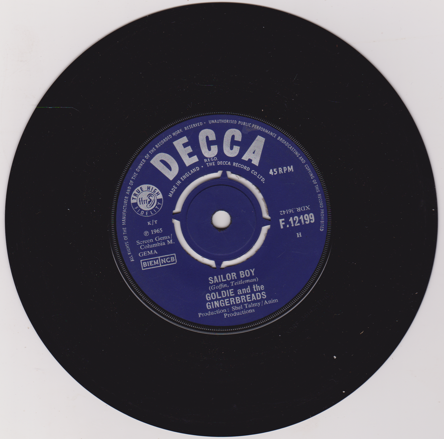 Goldie And The Gingerbreads – Sailor Boy (Decca 1963) 7" vinyl single VG/VG