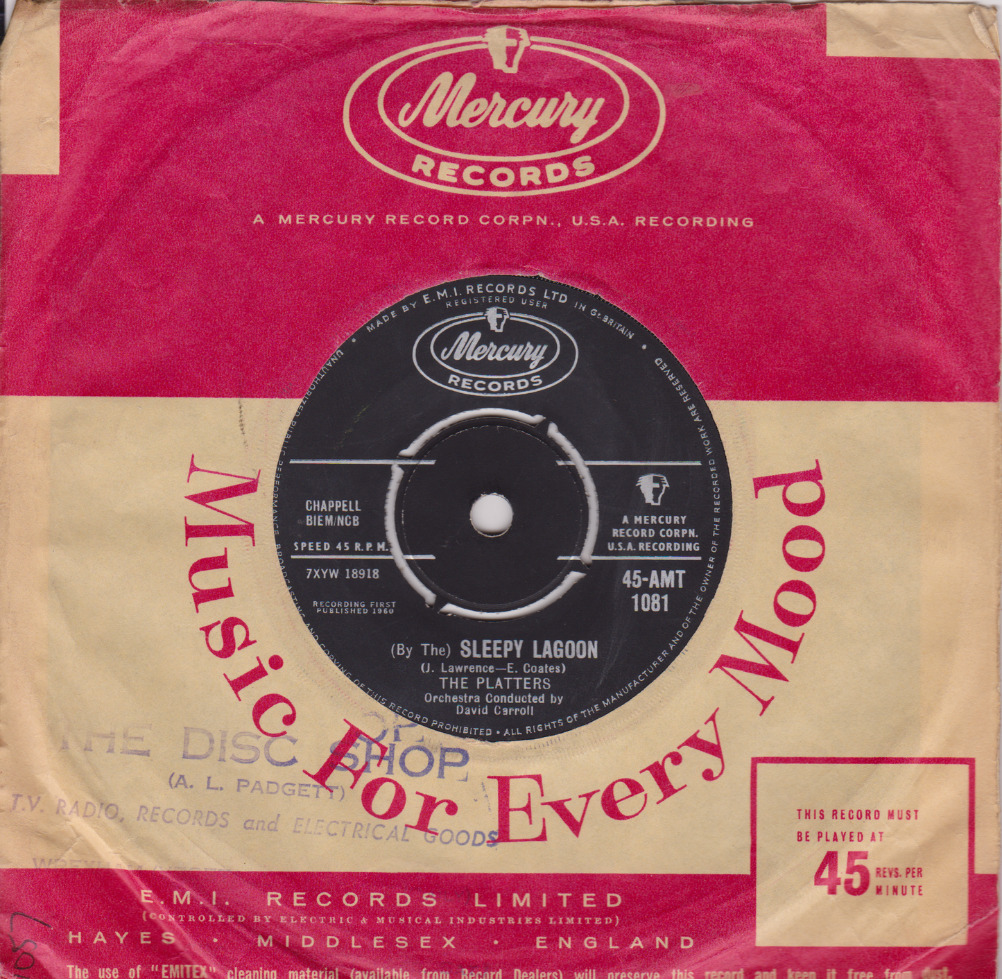 The Platters – Harbour Lights (Mercury 1960) 7" vinyl single VG/-