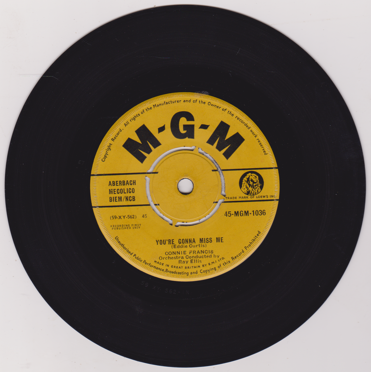 Connie Francis – Plenty Good Lovin' (MGM 1959) 7" vinyl single VG/-