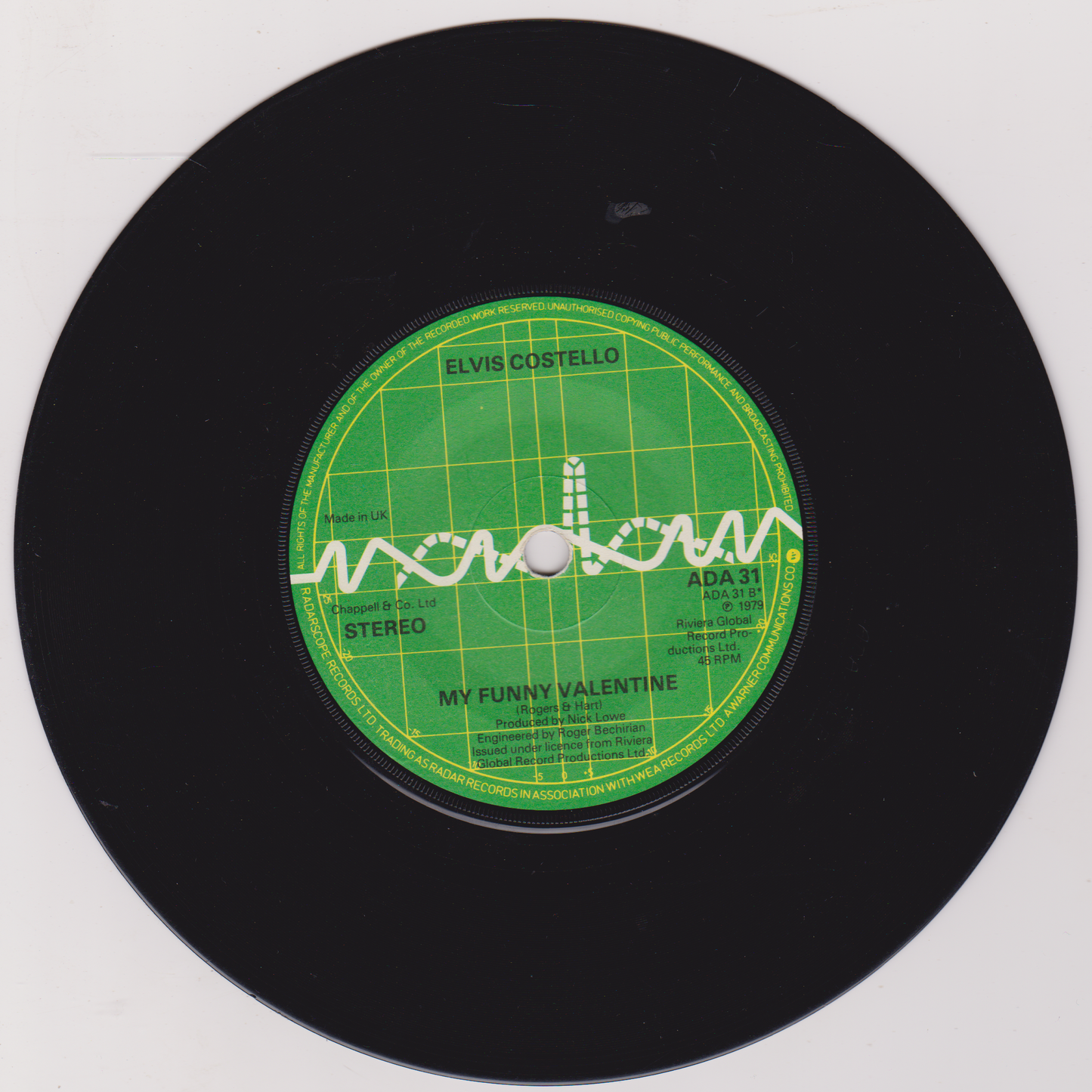 Elvis Costello And The Attractions – Oliver's Army (Radar 1979) 7" vinyl P/S single VG/VG
