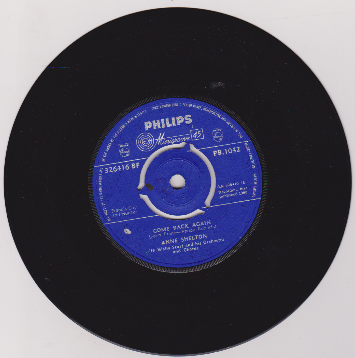 Anne Shelton - Come Back Again (Philips 1960) 7" vinyl single VG/-