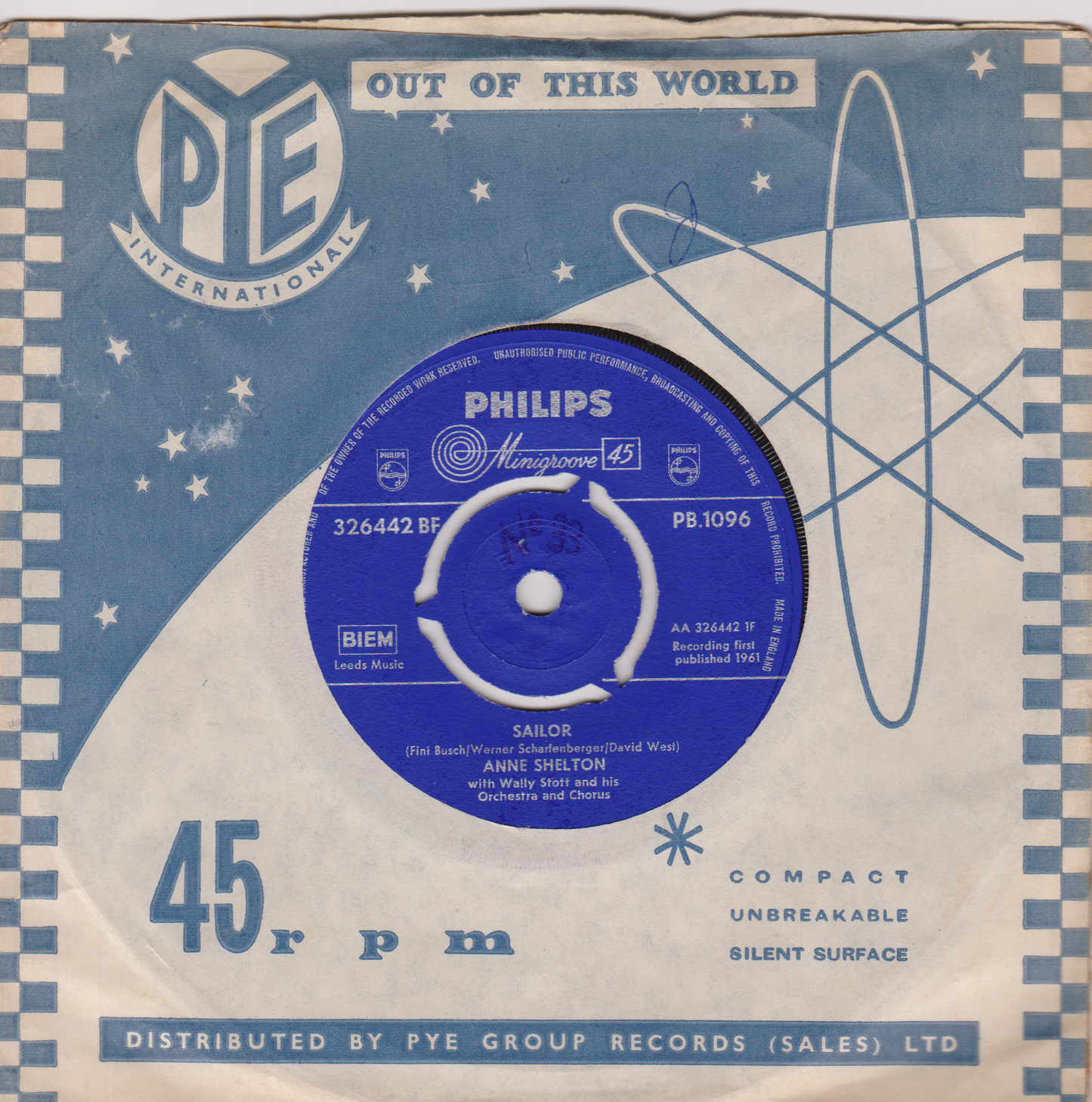 Anne Shelton - Sailor (Philips 1961) 7" vinyl single VG/-