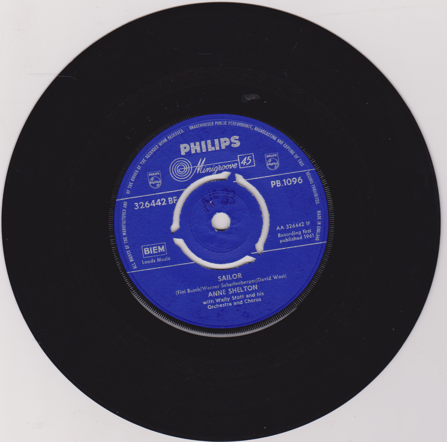 Anne Shelton - Sailor (Philips 1961) 7" vinyl single VG/-