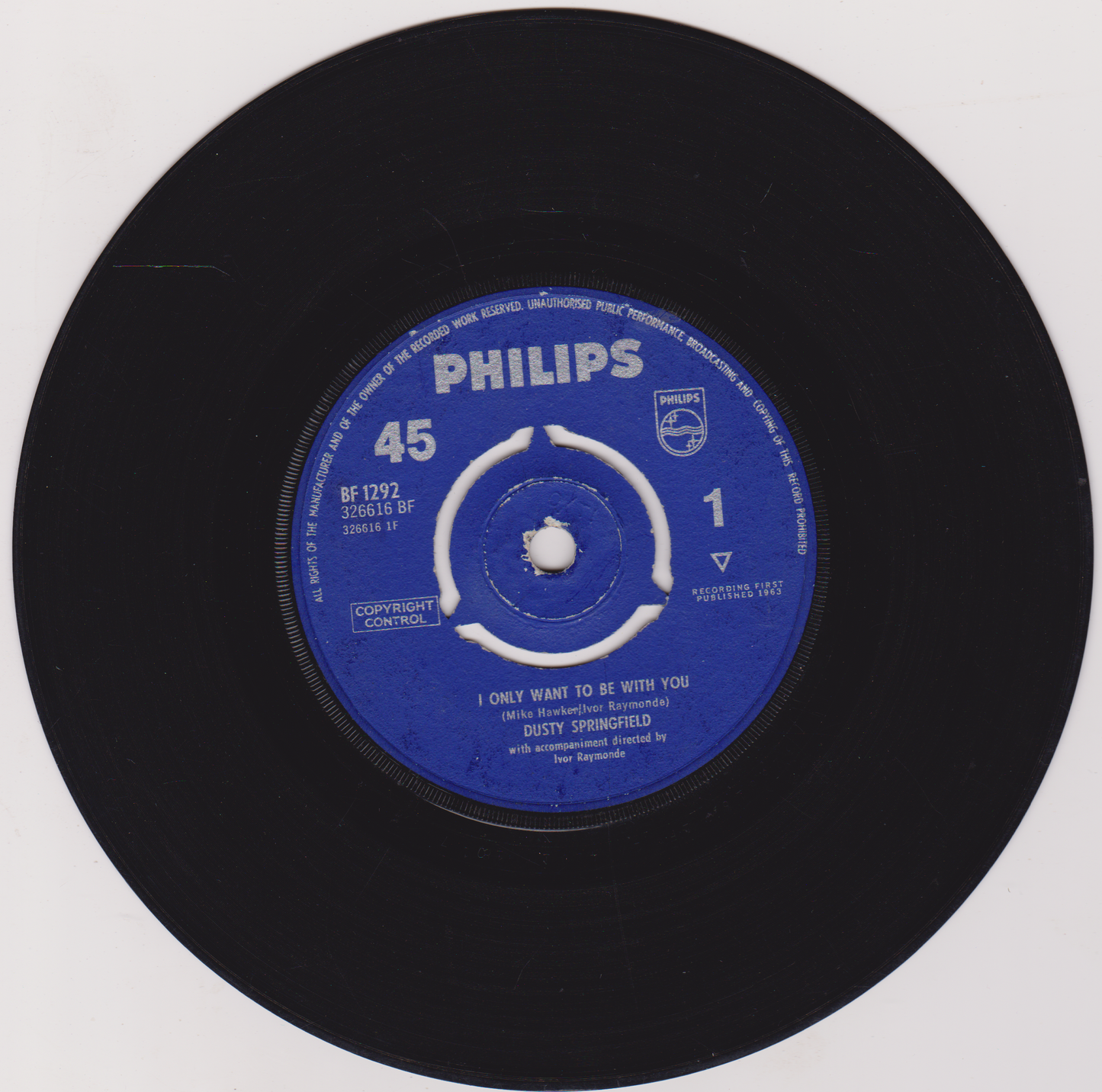 Dusty Springfield – I Only Want To Be With You (Philips 1963) 7" vinyl single G+/-
