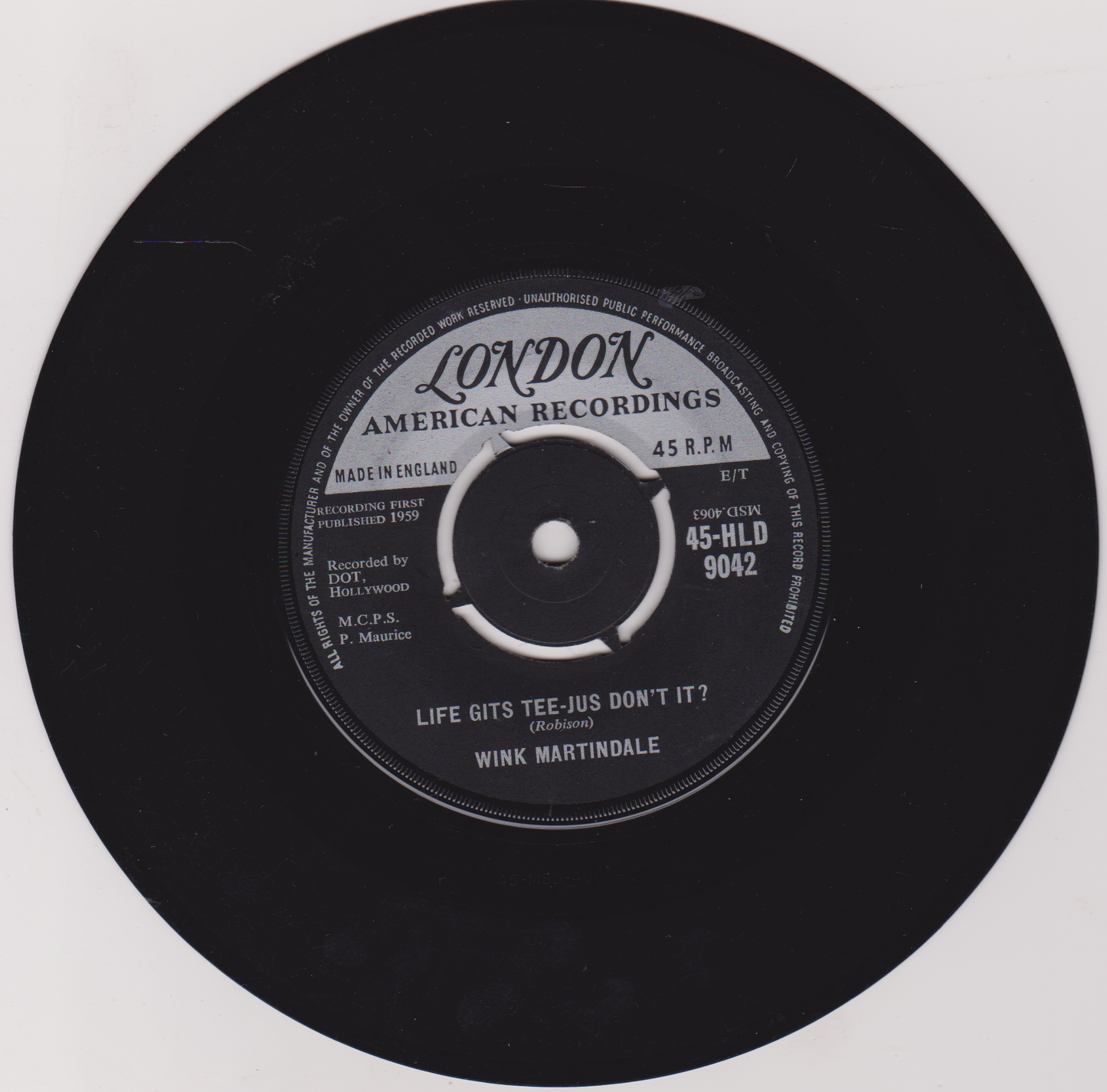 Wink Martindale – Life Gets Tee-Jus Don't It? (London 1959) 7" vinyl single G+/-