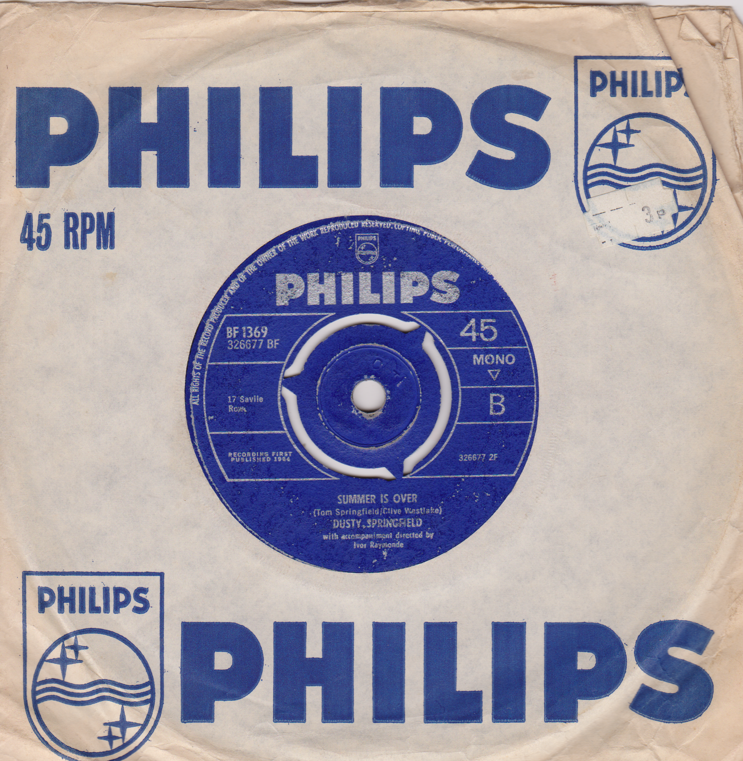 Dusty Springfield – Losing You (Philips 1964) 7" vinyl single G+/G+