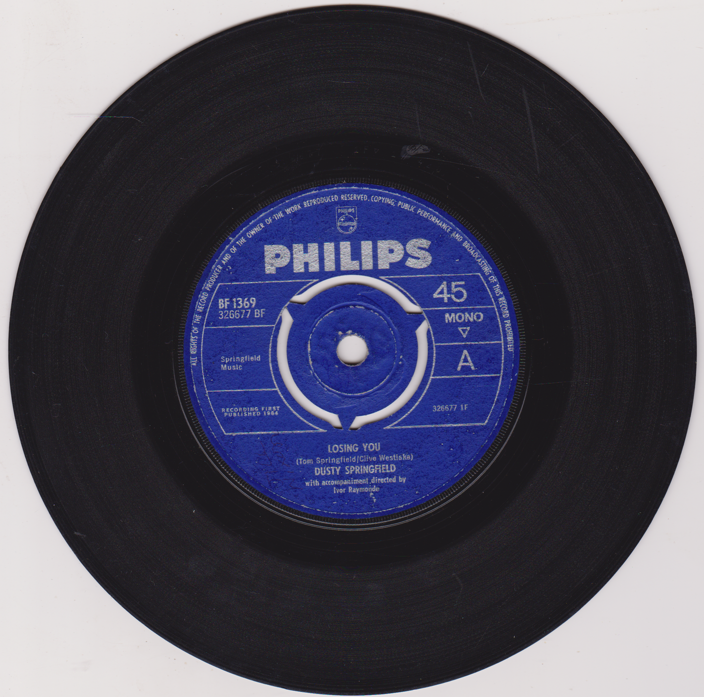 Dusty Springfield – Losing You (Philips 1964) 7" vinyl single G+/G+