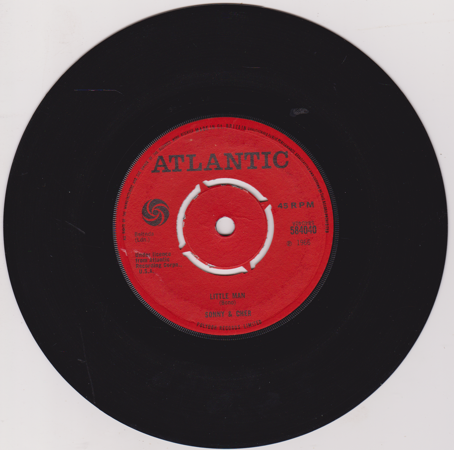 Sonny & Cher – Little Man (Atlantic 1966) 7” vinyl single VG/-