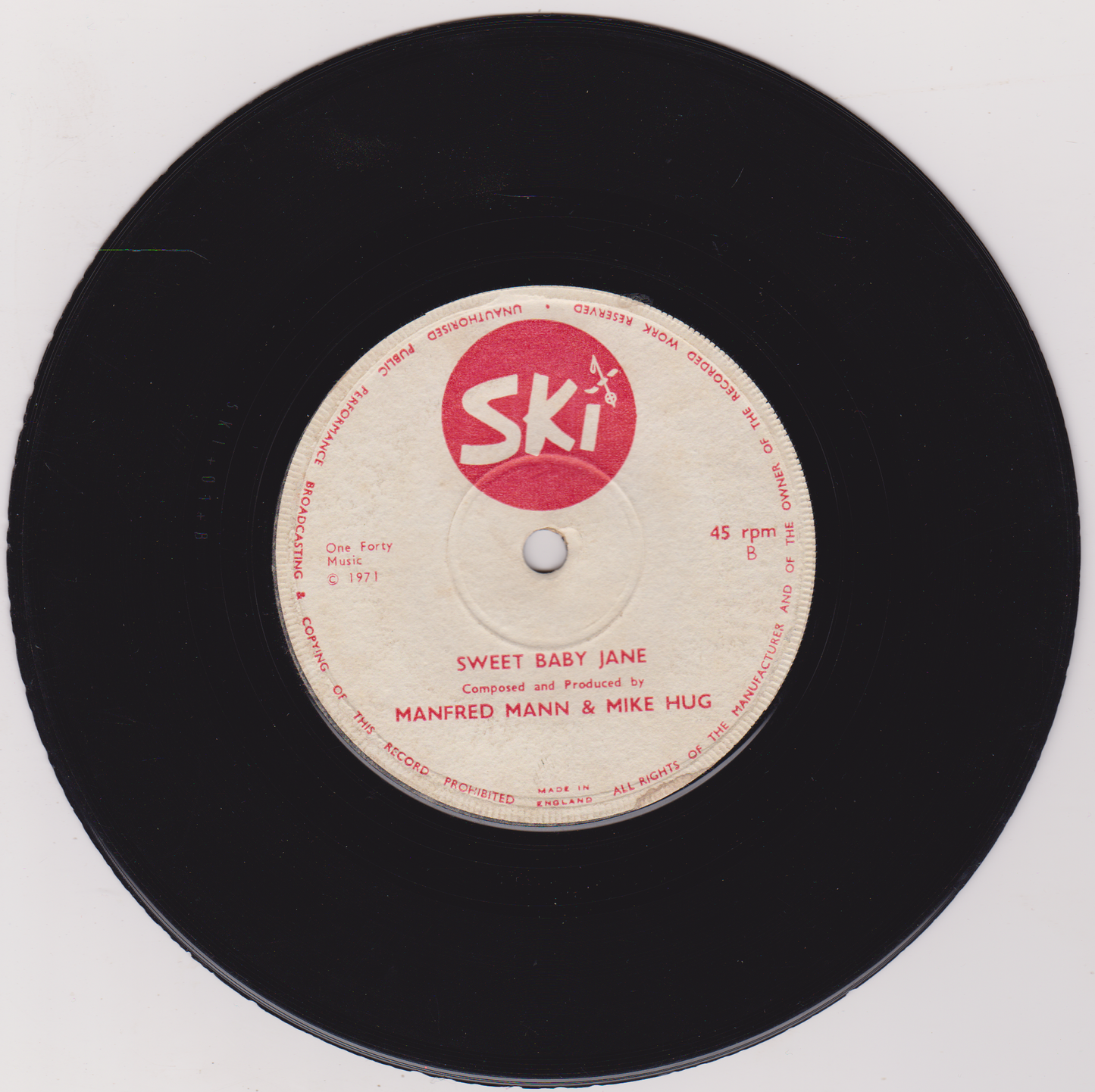 Manfred Mann & Mike Hug – Ski "Full-Of-Fitness" Theme (1971) 7" vinyl single G+/-