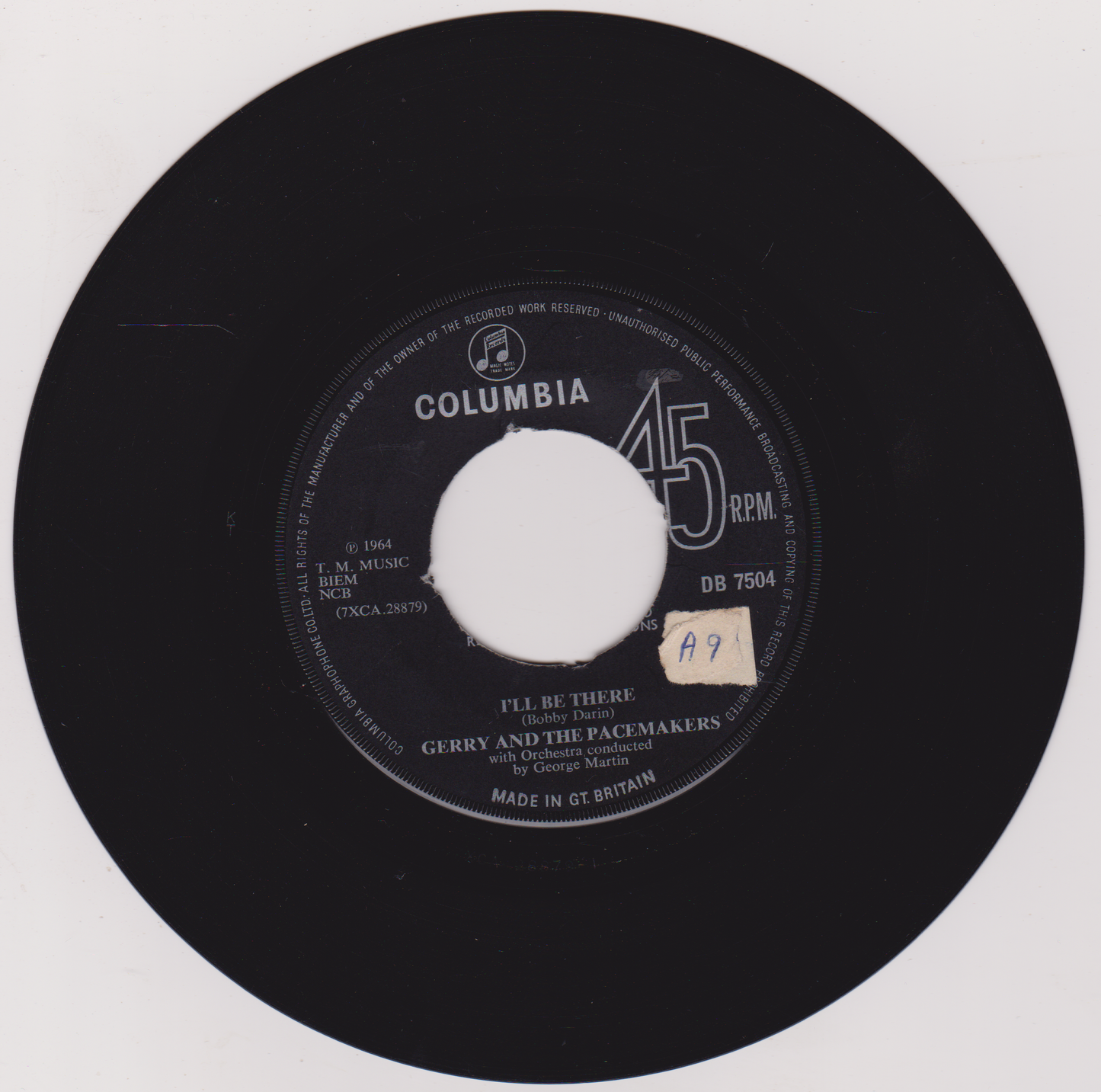 Gerry And The Pacemakers – I'll Be There (Columbia 1965) 7" vinyl single VG/G+