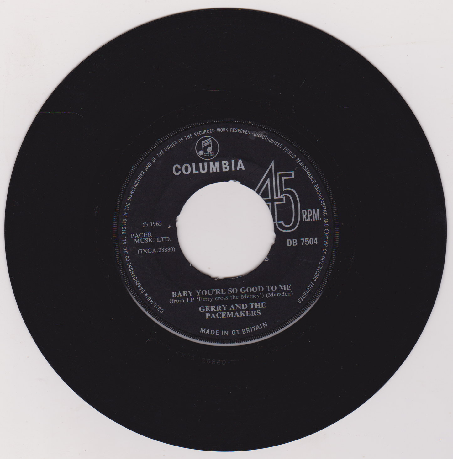 Gerry And The Pacemakers – I'll Be There (Columbia 1965) 7" vinyl single VG/G+