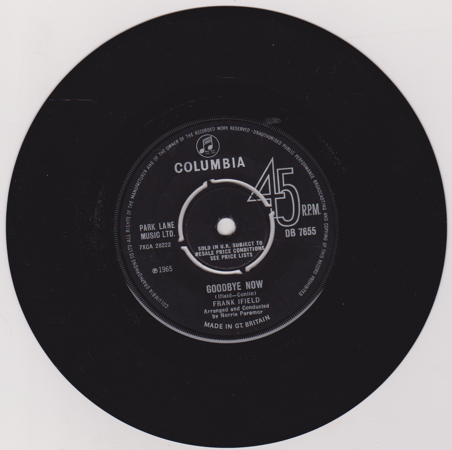 Frank Ifield - Paradise (Columbia 1965) 7" vinyl single VG/VG
