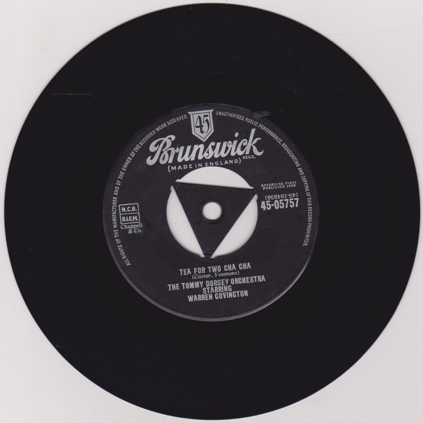 The Tommy Dorsey Orchestra - Tea For Two Cha Cha (Brunswick 1958) 7" vinyl single VG/-