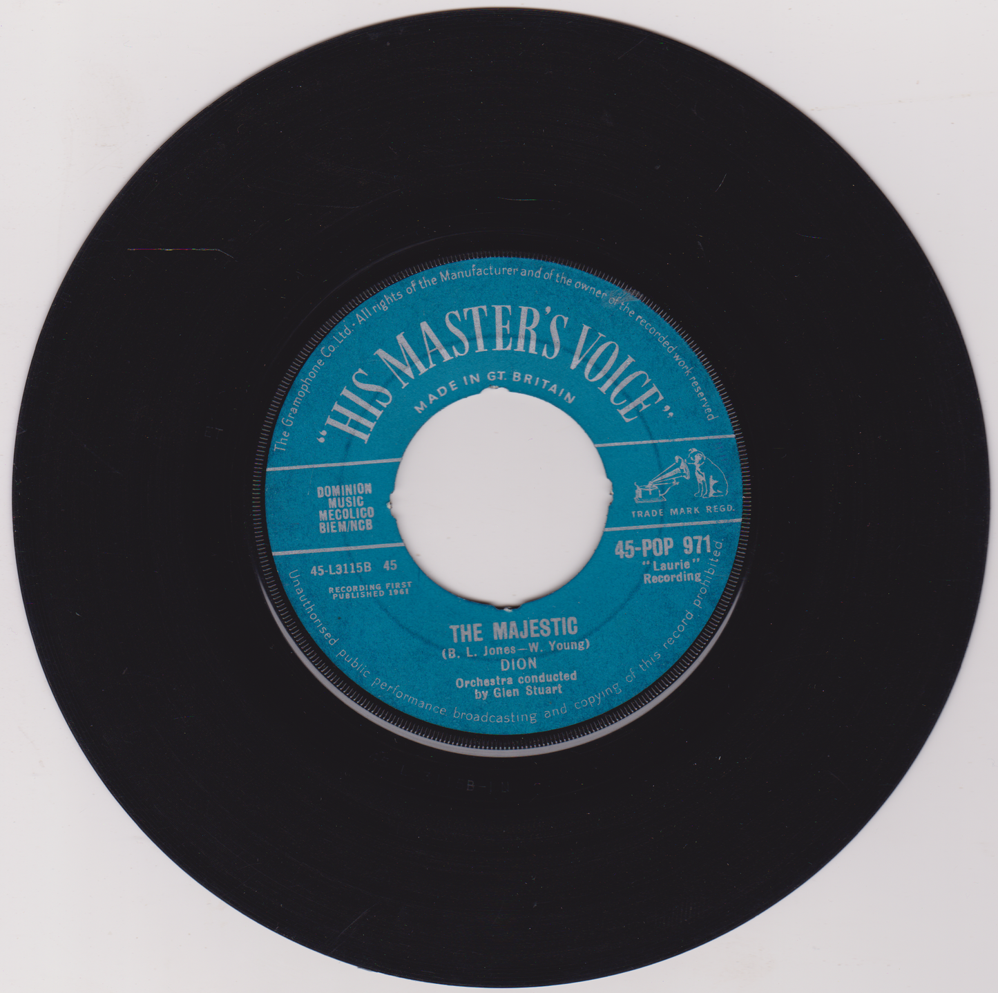 Dion – The Wanderer (HMV 1962) 7" vinyl single G+- jukebox centre