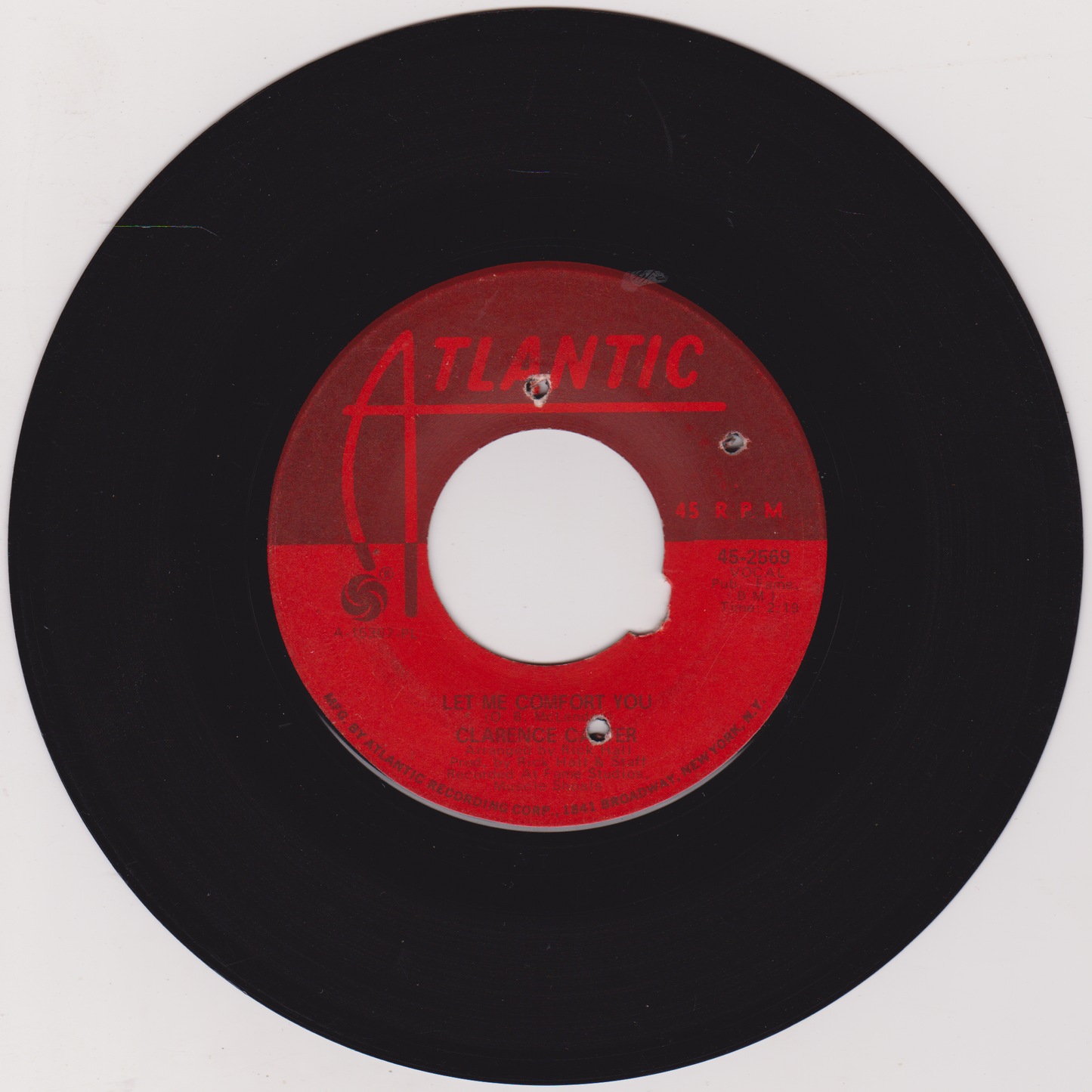 Clarence Carter – Too Weak To Fight (Atlantic 1968) 7" vinyl US single VG/-