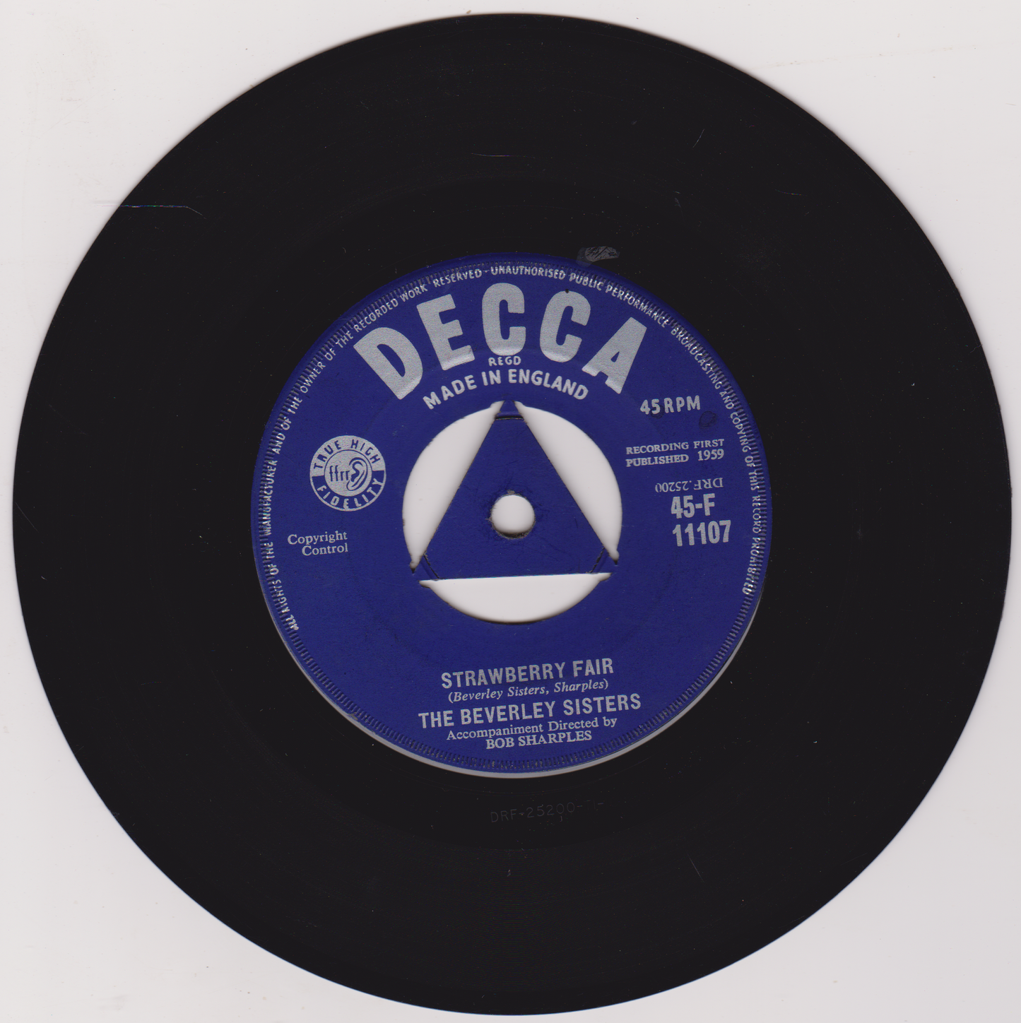 The Beverley Sisters – The Little Drummer Boy (Decca 1959) 7" vinyl single VG/-