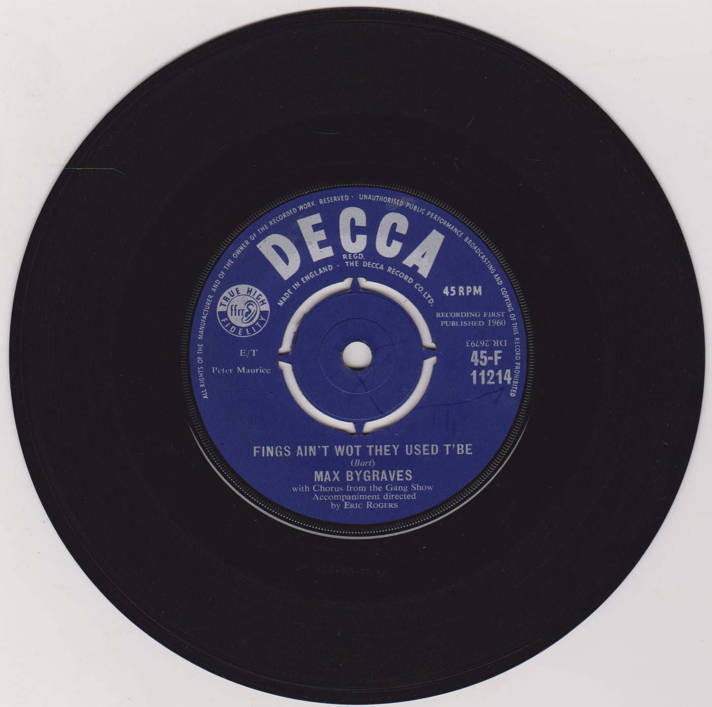 Max Bygraves – Fings Ain't Wot They Used T'Be (Decca 1960) 7" vinyl single VG/-