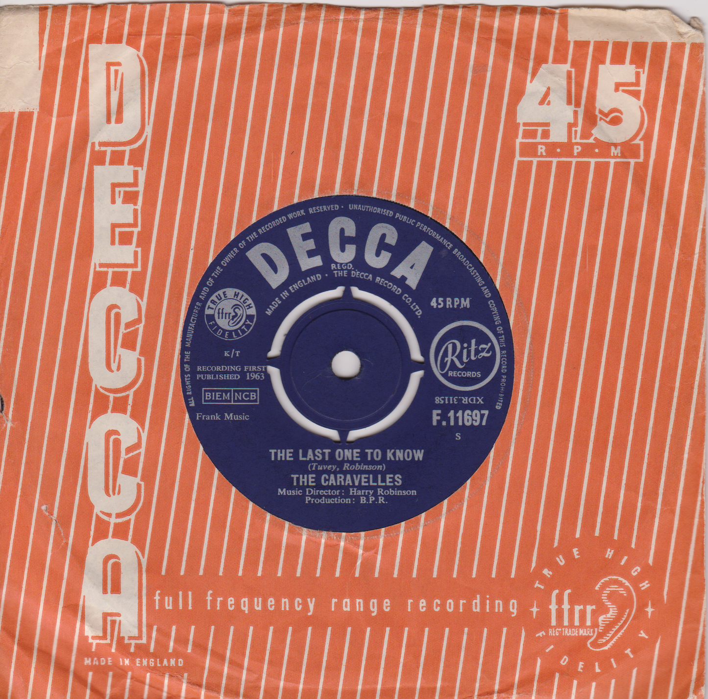 The Caravelles – You Don’t Have To Be a Baby To Cry (Decca 1963) 7” vinyl VG/VG