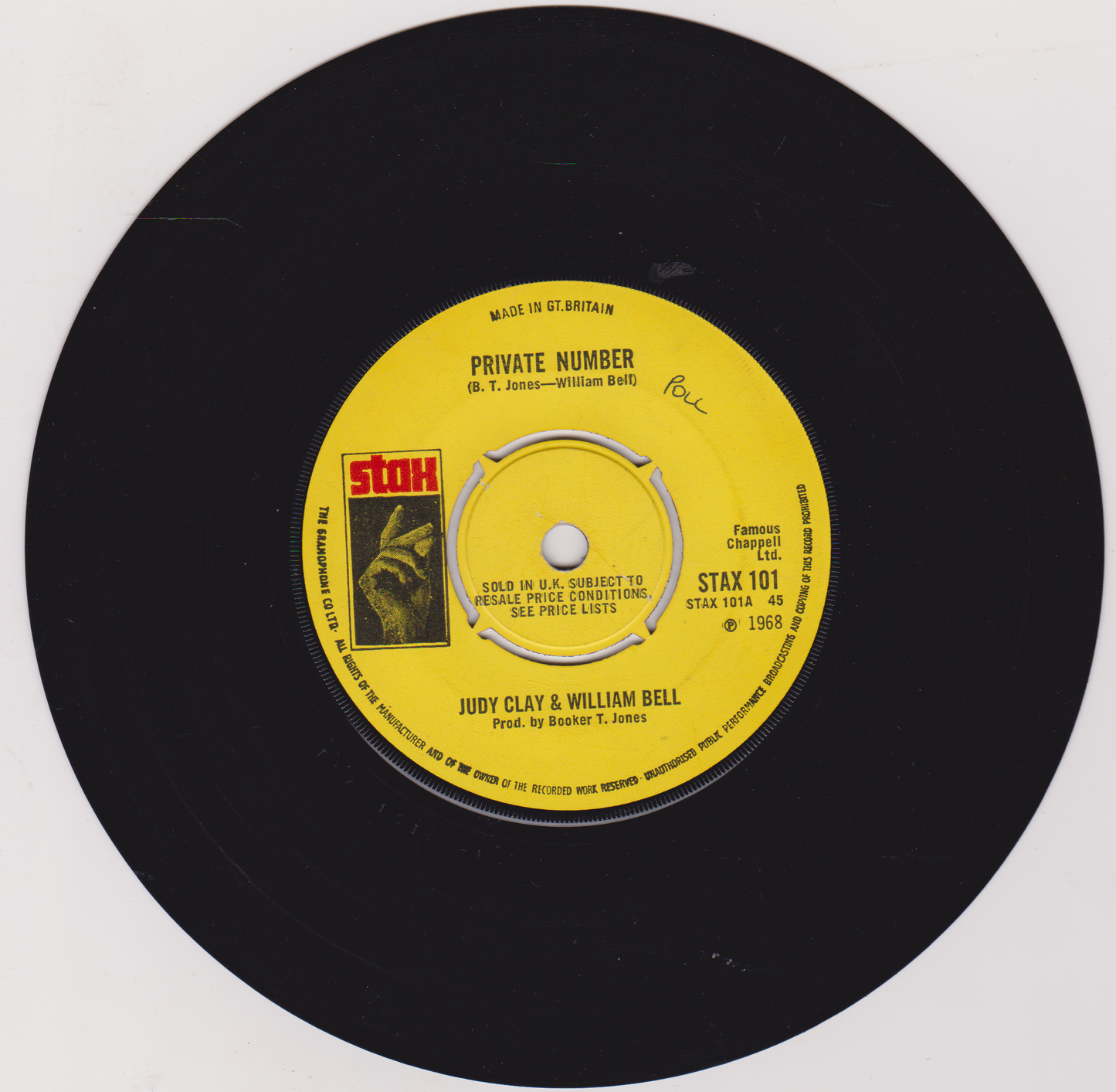 Judy Clay & William Bell – Private Number (Stax 1968) 7" vinyl single VG/-