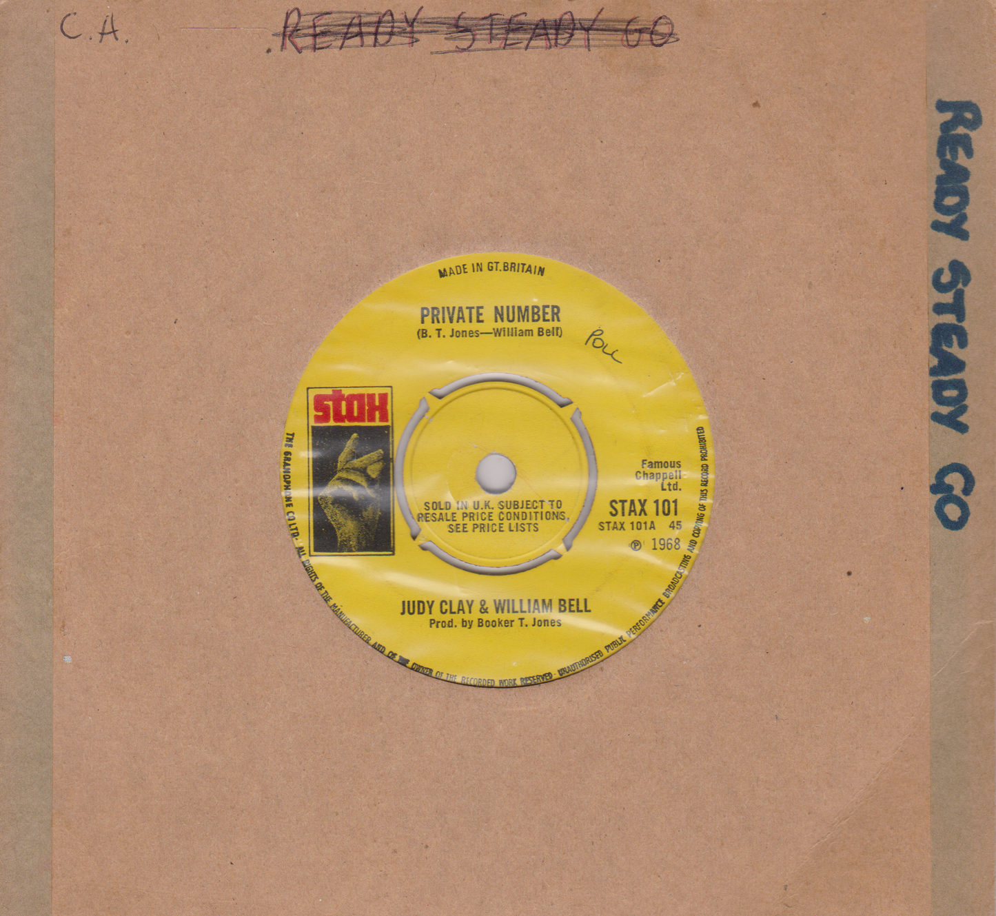 Judy Clay & William Bell – Private Number (Stax 1968) 7" vinyl single VG/-