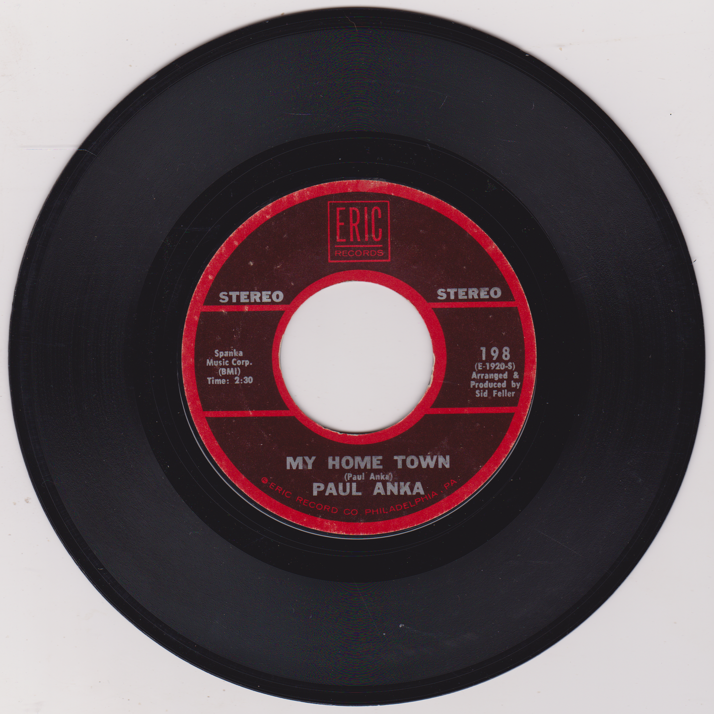 Paul Anka – (All Of A Sudden) My Heart Sings (Eric) 7" vinyl US single VG/- jukebox